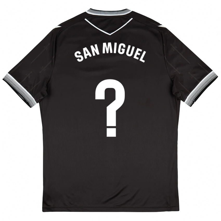 גברים Darío San Miguel #0 שחור לבן הרחק ג'רזי 2025/26 חולצה קצרה