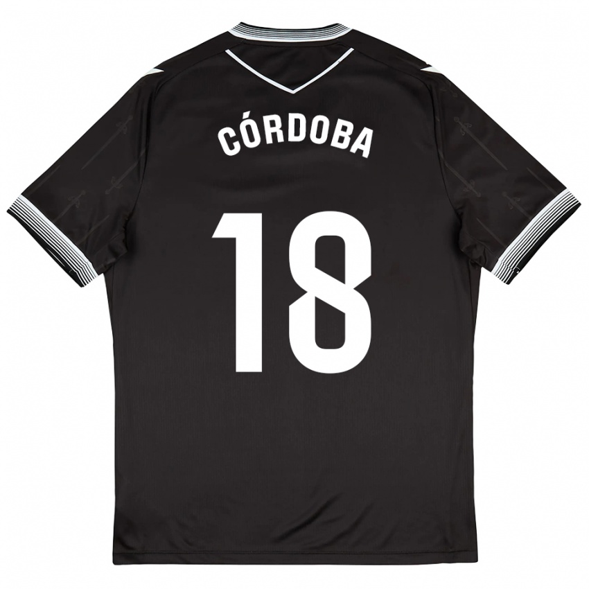 גברים אייטור קורדובה #18 שחור לבן הרחק ג'רזי 2025/26 חולצה קצרה