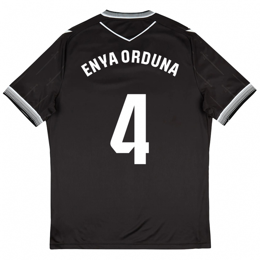 גברים Enya Orduna #4 שחור לבן הרחק ג'רזי 2025/26 חולצה קצרה