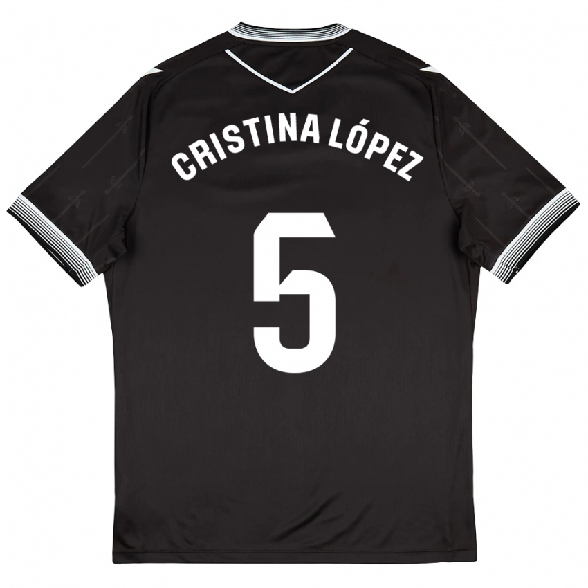 גברים Cristina López #5 שחור לבן הרחק ג'רזי 2025/26 חולצה קצרה