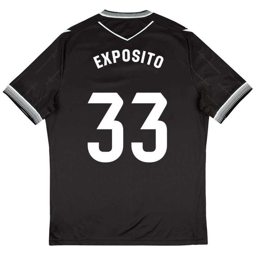 גברים Marcelo Exposito #33 שחור לבן הרחק ג'רזי 2025/26 חולצה קצרה