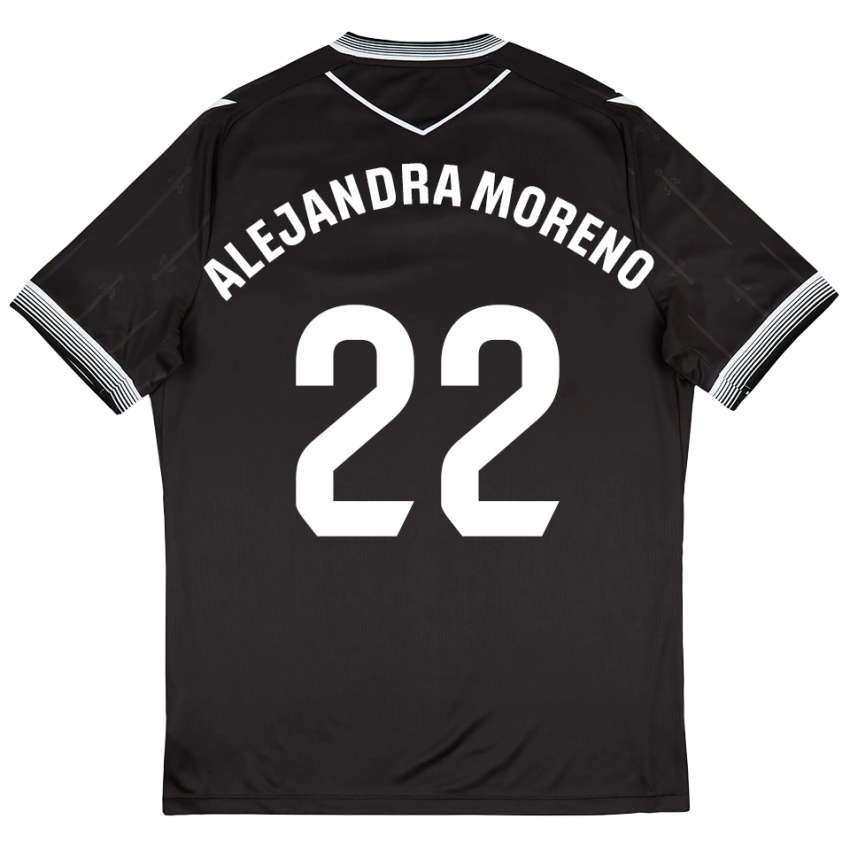 גברים Alejandra Moreno #22 שחור לבן הרחק ג'רזי 2025/26 חולצה קצרה