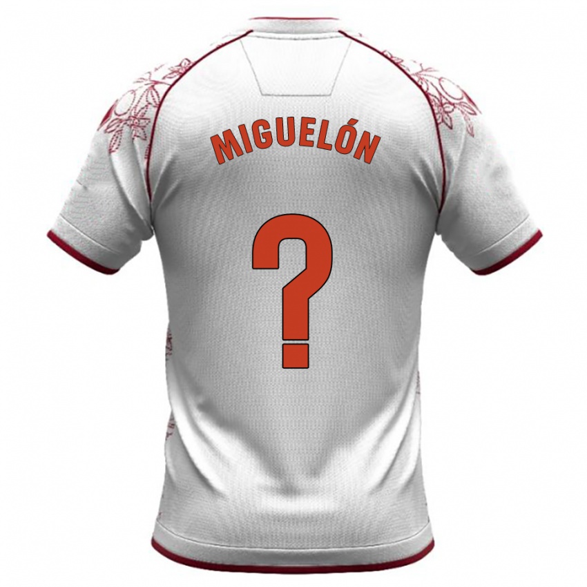 גברים Miguelón #0 לבן בורדו הרחק ג'רזי 2025/26 חולצה קצרה