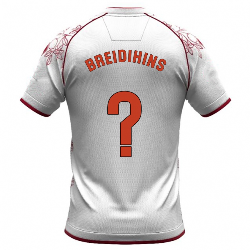 גברים Kirils Breidihins #0 לבן בורדו הרחק ג'רזי 2025/26 חולצה קצרה