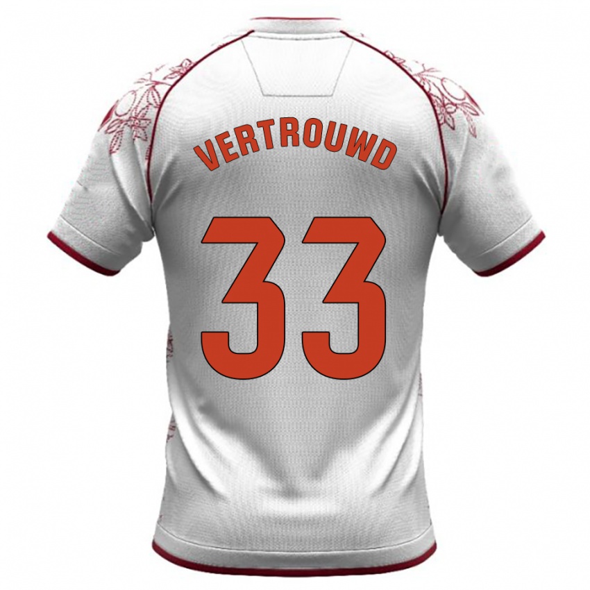 גברים Jozhua Vertrouwd #33 לבן בורדו הרחק ג'רזי 2025/26 חולצה קצרה