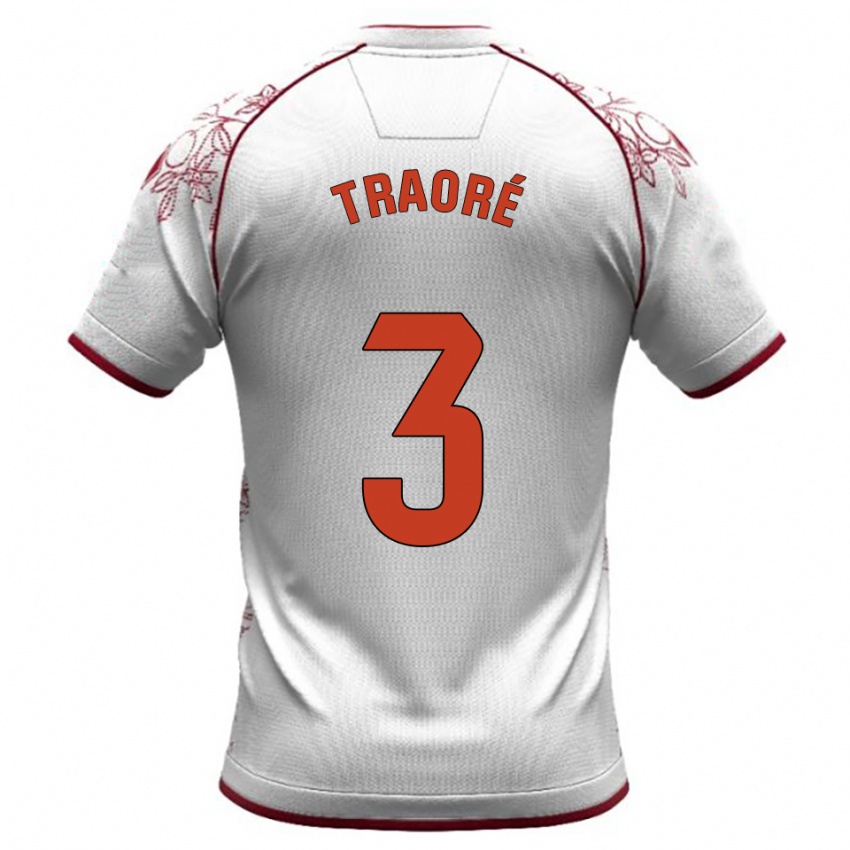 גברים Mamadou Traoré #3 לבן בורדו הרחק ג'רזי 2025/26 חולצה קצרה