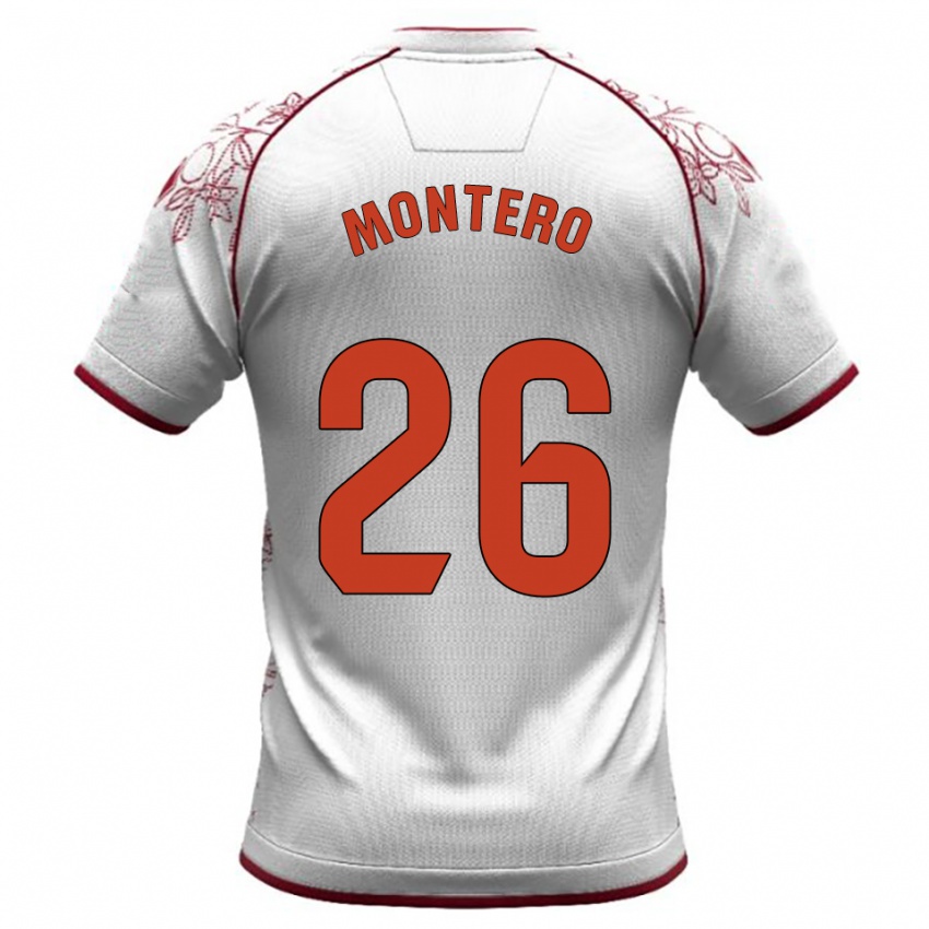 גברים Marcos Montero #26 לבן בורדו הרחק ג'רזי 2025/26 חולצה קצרה
