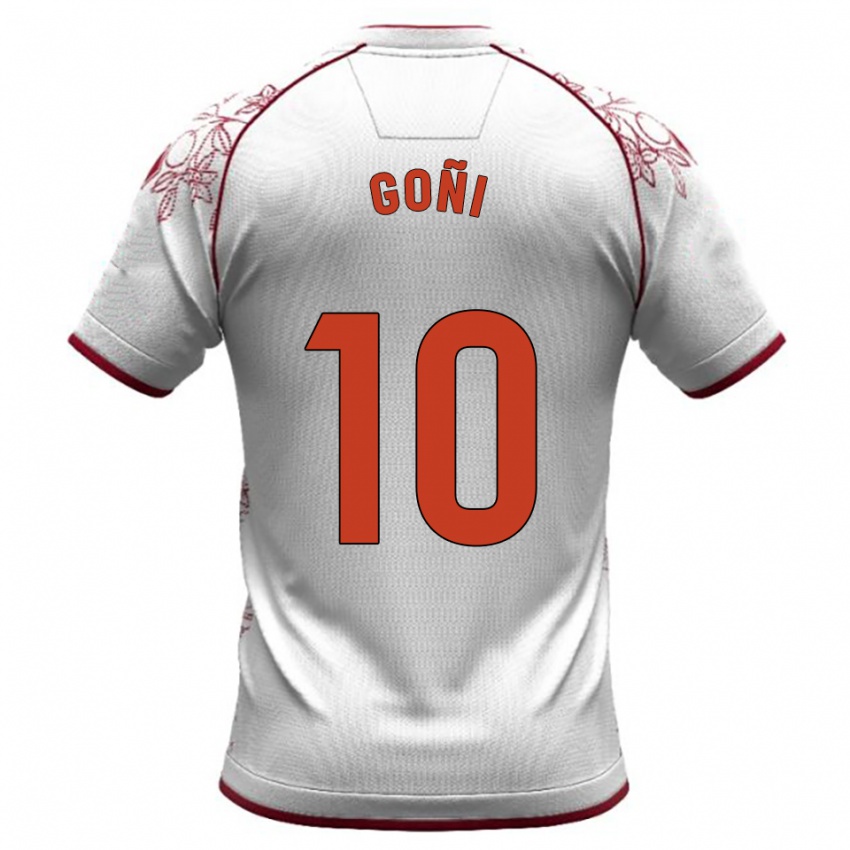 גברים Hugo Goñi #10 לבן בורדו הרחק ג'רזי 2025/26 חולצה קצרה