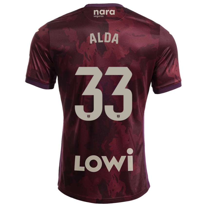 גברים Álex Alda #33 בורדו לבן הרחק ג'רזי 2025/26 חולצה קצרה