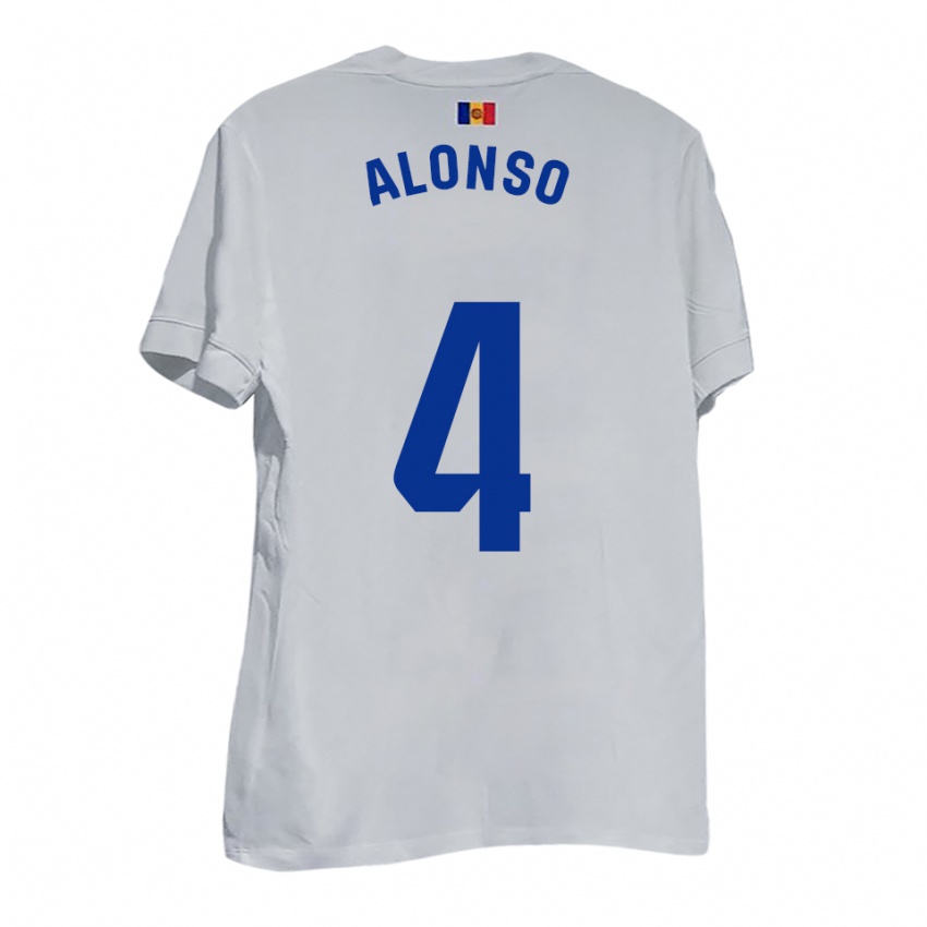 גברים גאל אלונסו מורנו #4 לבן צהוב כחול הרחק ג'רזי 2025/26 חולצה קצרה