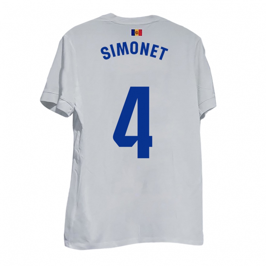 גברים Pere Simonet #4 לבן צהוב כחול הרחק ג'רזי 2025/26 חולצה קצרה