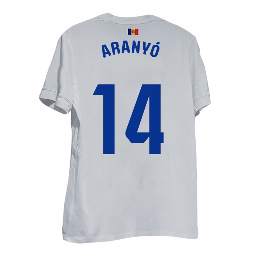 גברים Marc Aranyó #14 לבן צהוב כחול הרחק ג'רזי 2025/26 חולצה קצרה