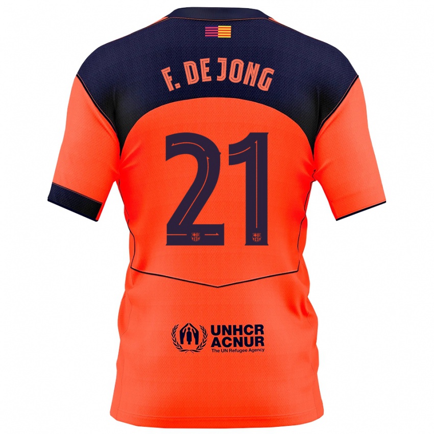 גברים פרנקי דה יונג #21 כתום נייבי ג'רזי קיט שלישי 2025/26 חולצה קצרה