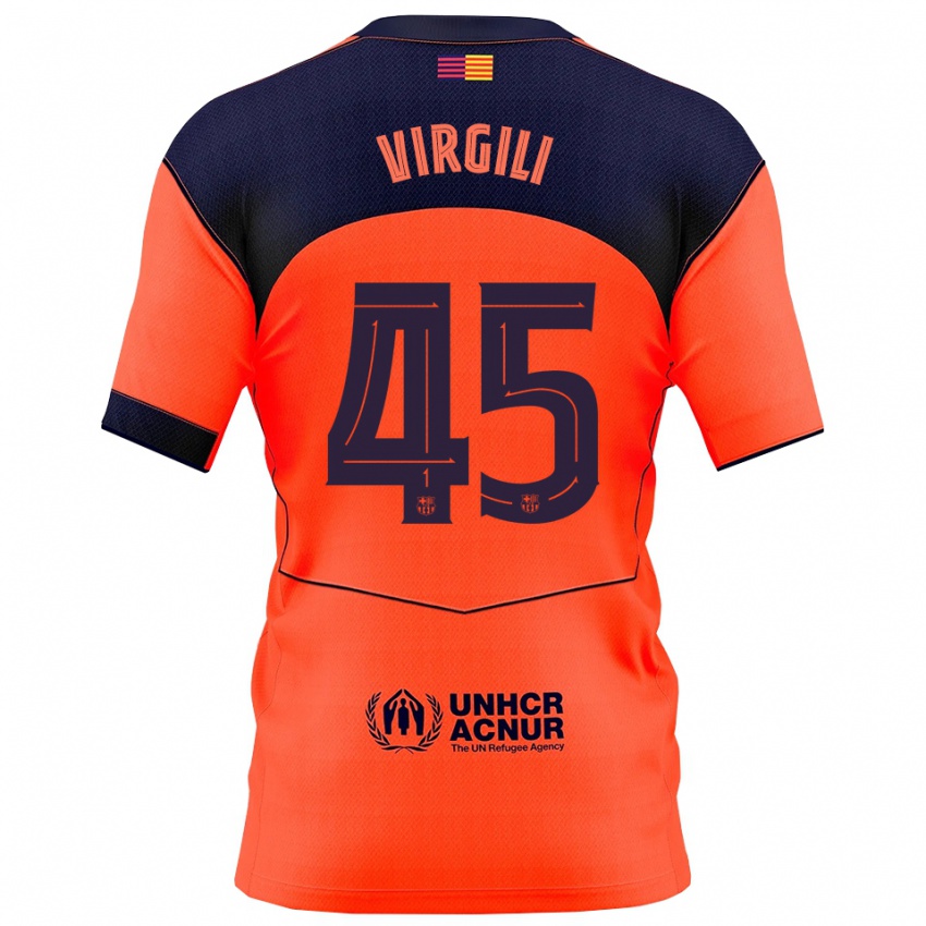 גברים Jan Virgili #45 כתום נייבי ג'רזי קיט שלישי 2025/26 חולצה קצרה