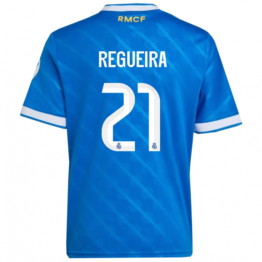 גברים Izan Regueira #21 כחול לבן ג'רזי קיט שלישי 2025/26 חולצה קצרה