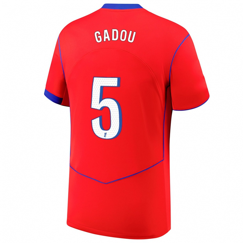 גברים Joane Gadou #5 אדום כחול לבן ג'רזי קיט שלישי 2025/26 חולצה קצרה