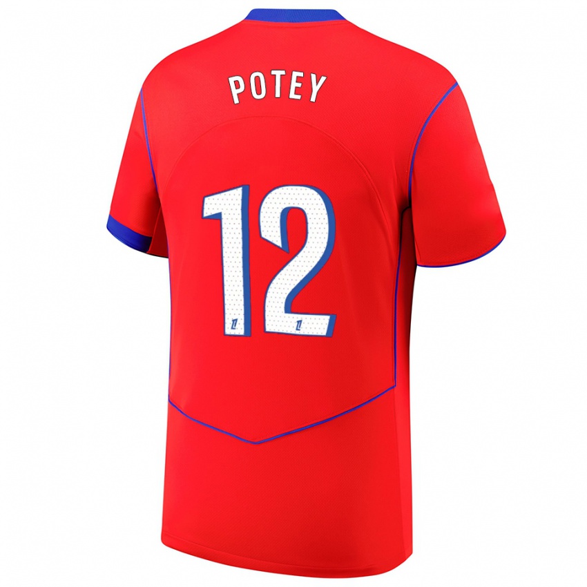 גברים Keahson Potey #12 אדום כחול לבן ג'רזי קיט שלישי 2025/26 חולצה קצרה