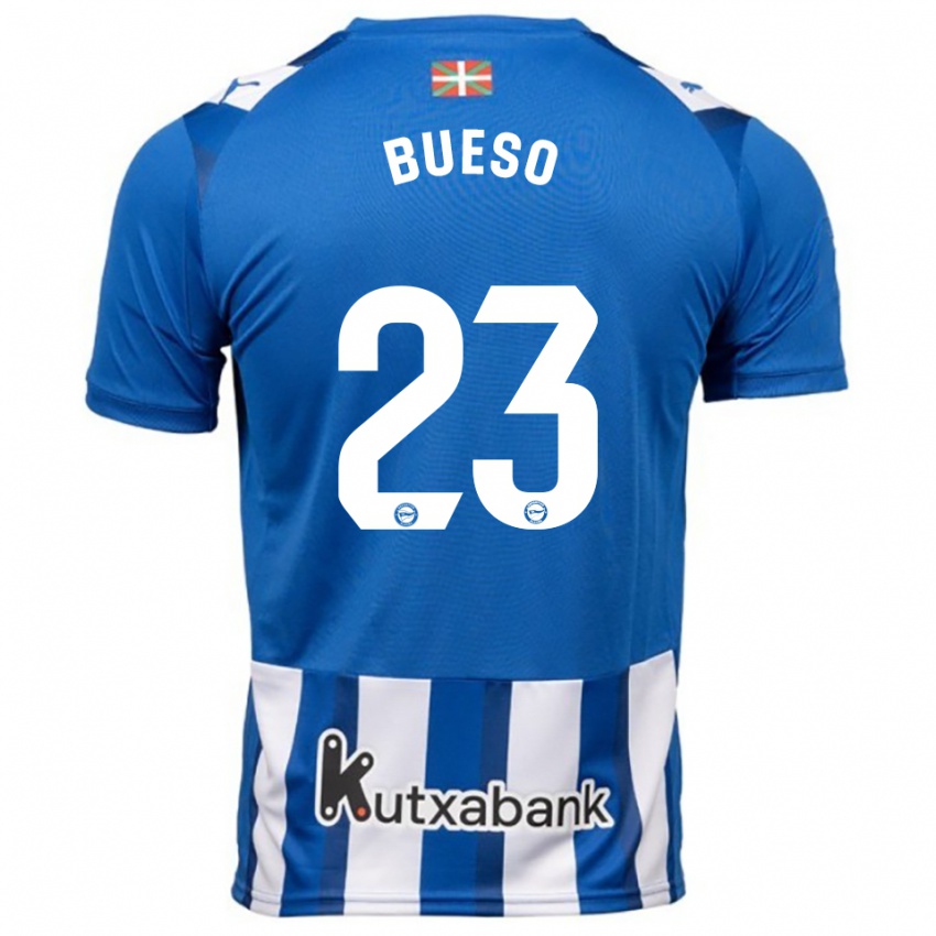 נשים Alejandro Bueso #23 כחול לבן ג'רזי ביתית 2025/26 חולצה קצרה