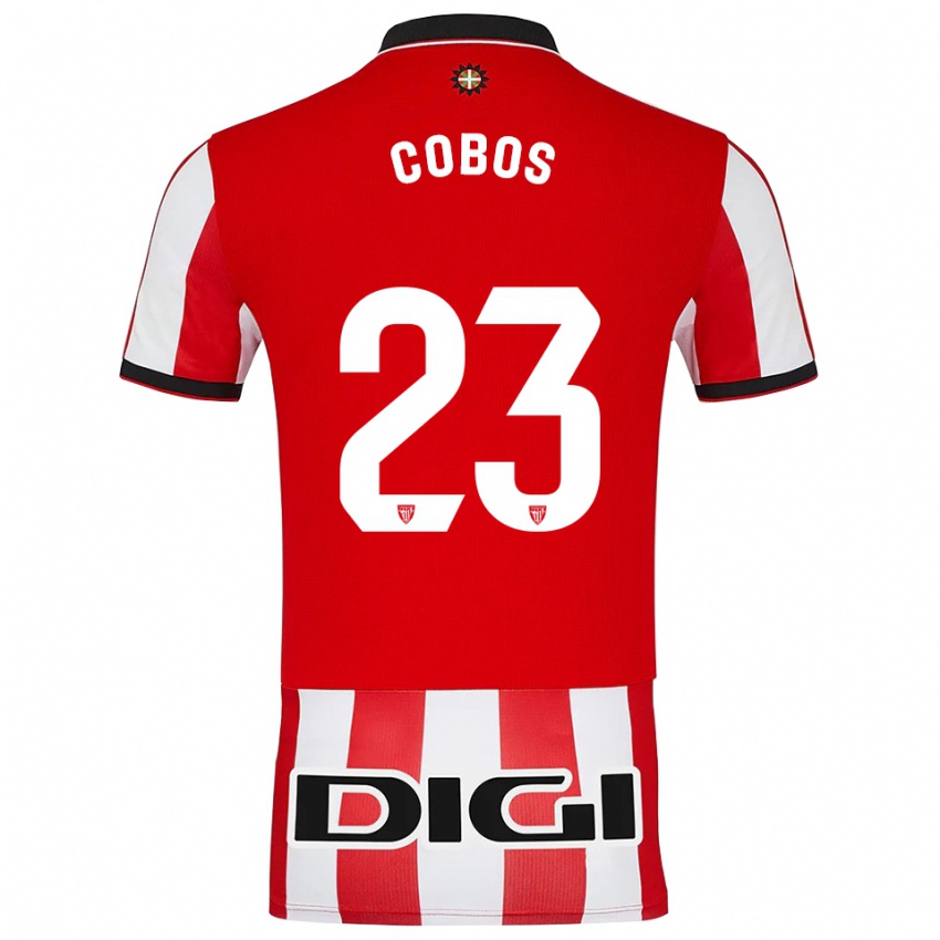נשים Alain Cobos #23 אדום לבן ג'רזי ביתית 2025/26 חולצה קצרה