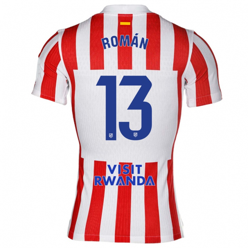 נשים Fran Román #13 אדום לבן ג'רזי ביתית 2025/26 חולצה קצרה