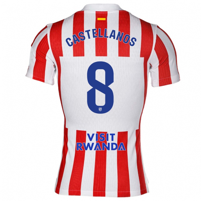 נשים חורחה קסטלנוס #8 אדום לבן ג'רזי ביתית 2025/26 חולצה קצרה