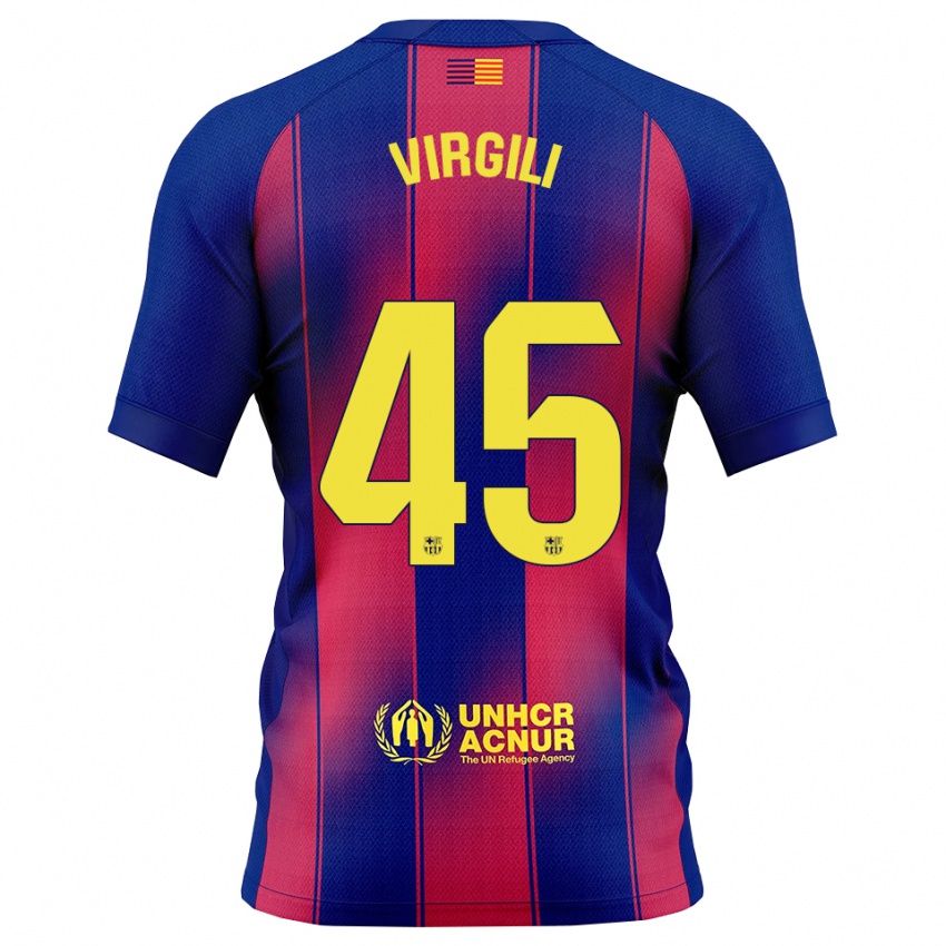 נשים Jan Virgili #45 כחול אדום ג'רזי ביתית 2025/26 חולצה קצרה