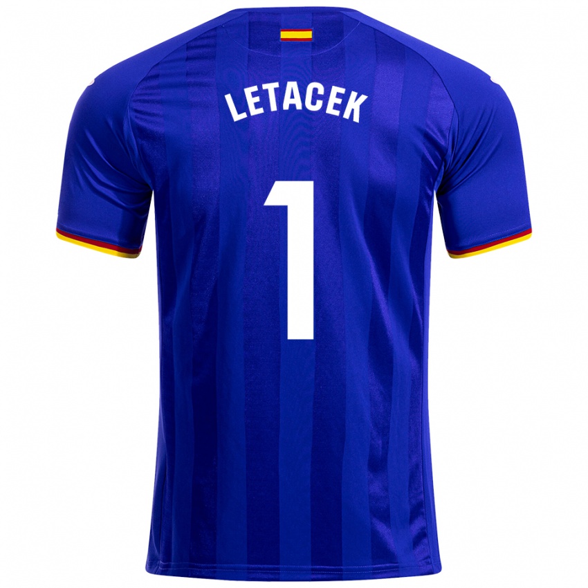 נשים Jiri Letacek #1 כחול אדום צהוב ג'רזי ביתית 2025/26 חולצה קצרה