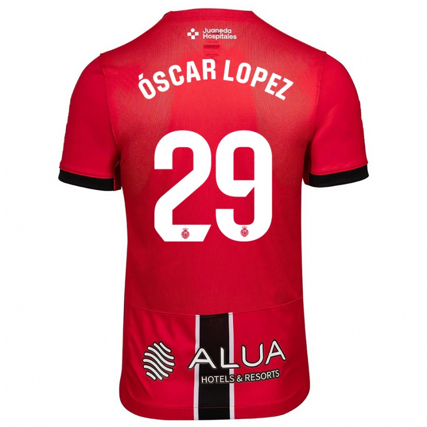 נשים Óscar López #29 אדום שחור ג'רזי ביתית 2025/26 חולצה קצרה