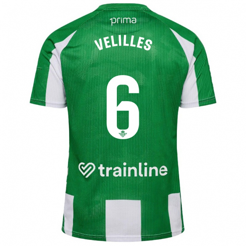 נשים Luis Velilles #6 ירוק לבן ג'רזי ביתית 2025/26 חולצה קצרה