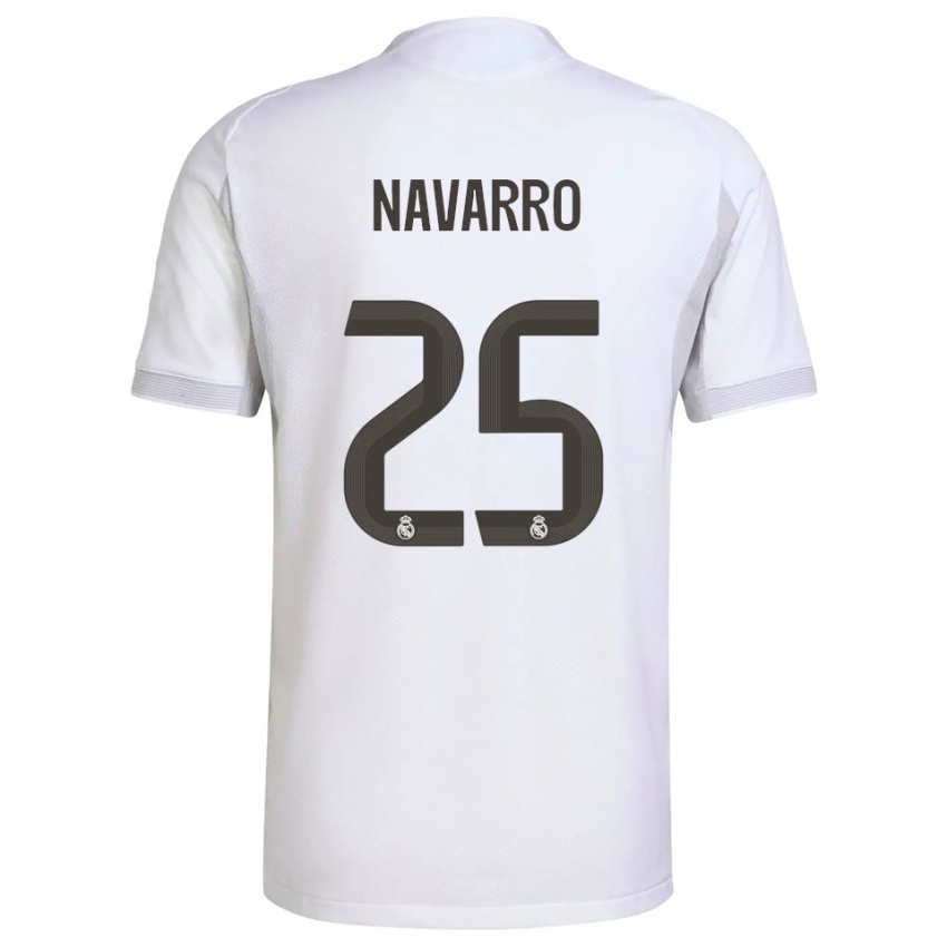 נשים Javier Navarro #25 לבן צהוב ג'רזי ביתית 2025/26 חולצה קצרה