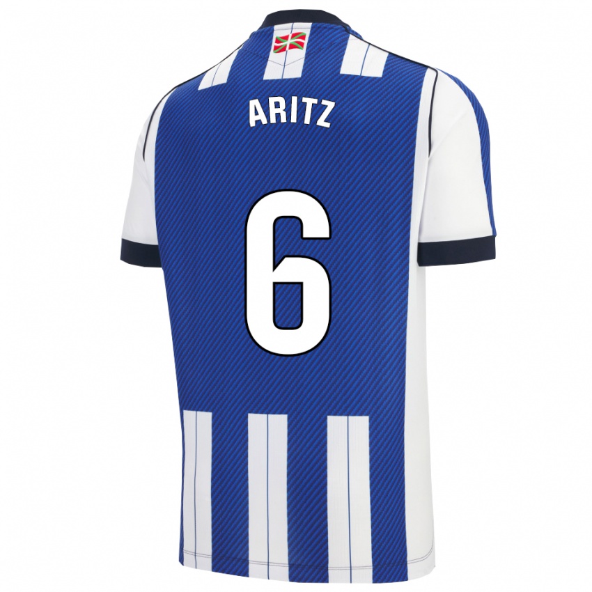 נשים Aritz Elustondo #6 כחול לבן ג'רזי ביתית 2025/26 חולצה קצרה