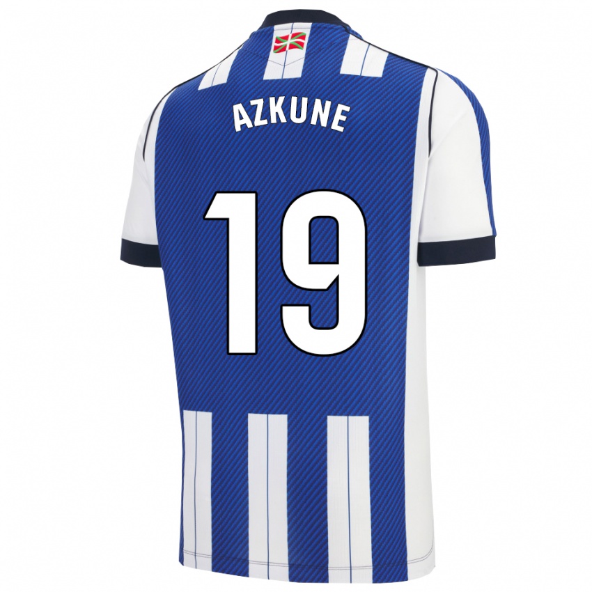 נשים Ekain Azkune #19 כחול לבן ג'רזי ביתית 2025/26 חולצה קצרה