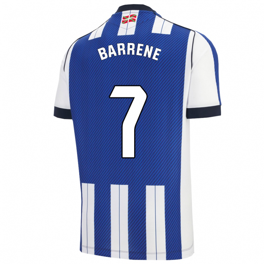 נשים Ander Barrenetxea #7 כחול לבן ג'רזי ביתית 2025/26 חולצה קצרה