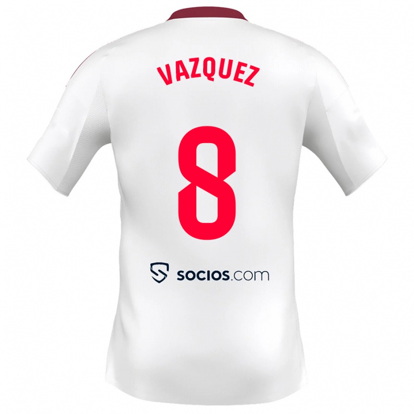 נשים Manolo Vazquez #8 לבן אדום ג'רזי ביתית 2025/26 חולצה קצרה