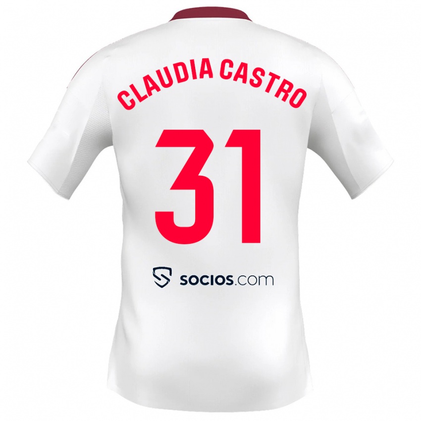נשים קלאודיה קסטרו רומרו #31 לבן אדום ג'רזי ביתית 2025/26 חולצה קצרה