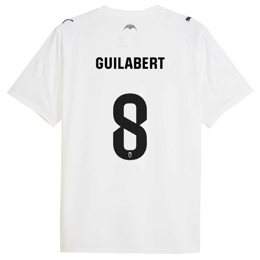 נשים Mario Guilabert #8 לבן שחור ג'רזי ביתית 2025/26 חולצה קצרה