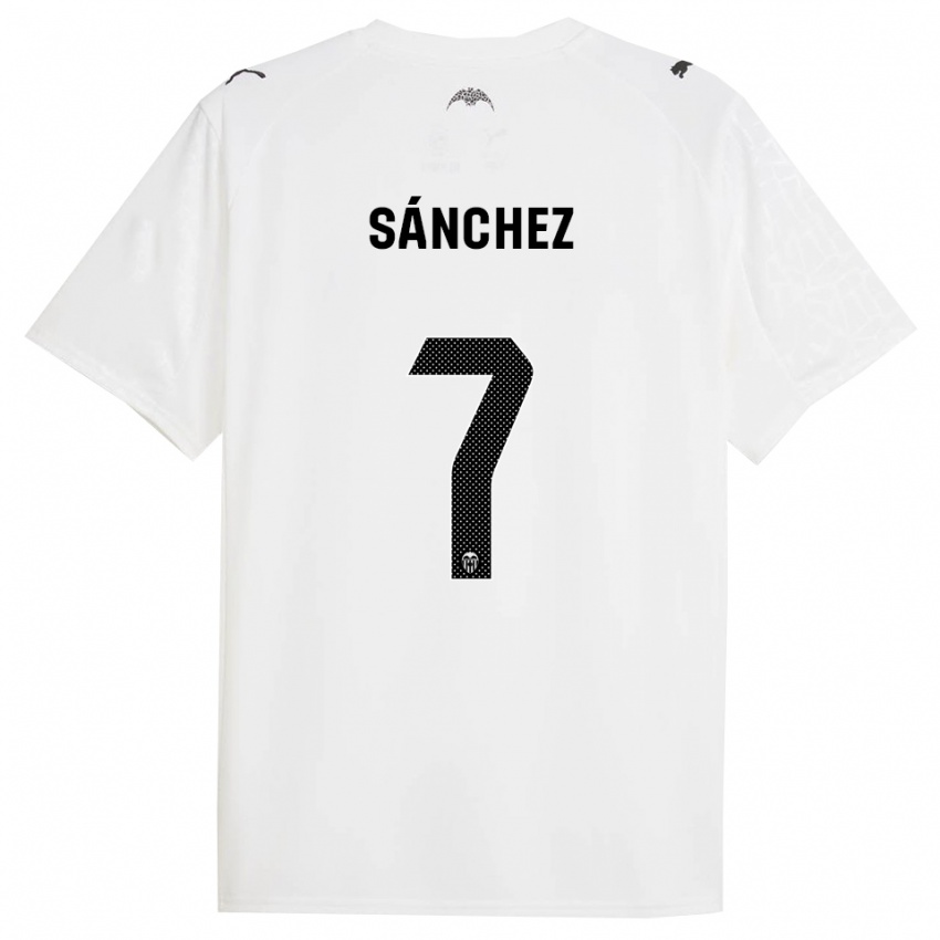 נשים Dani Sánchez #7 לבן שחור ג'רזי ביתית 2025/26 חולצה קצרה