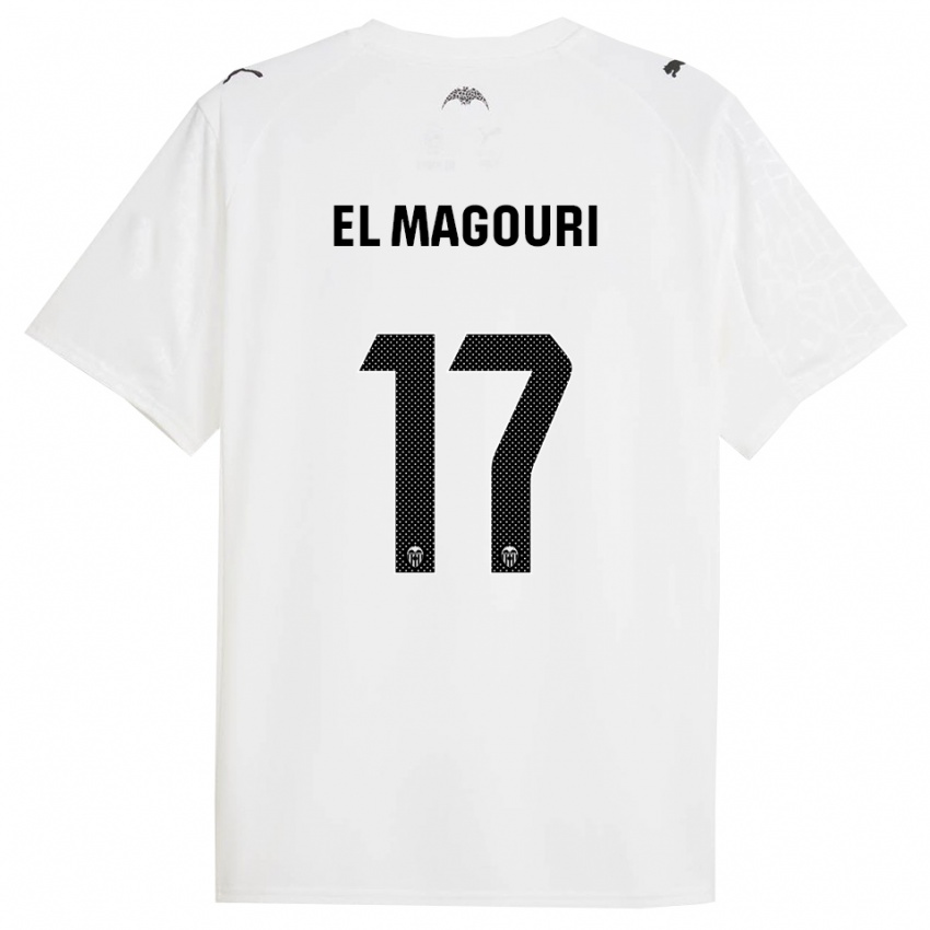 נשים Anas El Magouri #17 לבן שחור ג'רזי ביתית 2025/26 חולצה קצרה