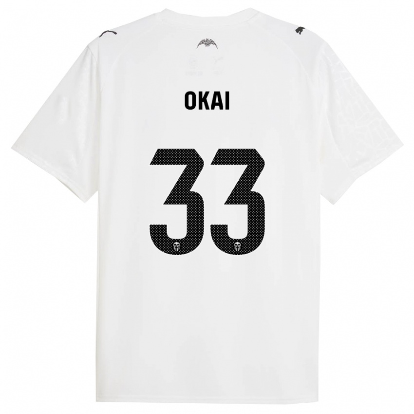 נשים Leslie Okai #33 לבן שחור ג'רזי ביתית 2025/26 חולצה קצרה