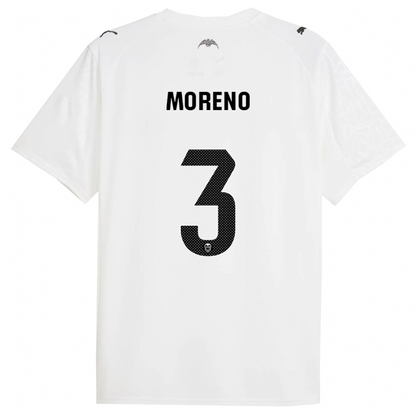 נשים דייגו מורנו #3 לבן שחור ג'רזי ביתית 2025/26 חולצה קצרה