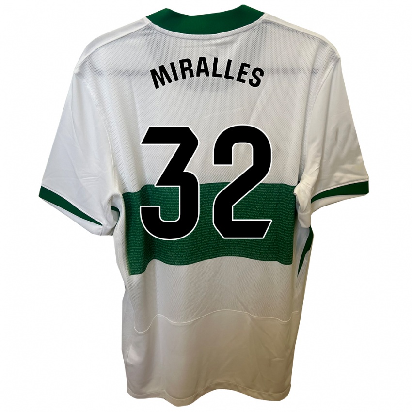 נשים Álvaro Miralles #32 לבן ירוק ג'רזי ביתית 2025/26 חולצה קצרה