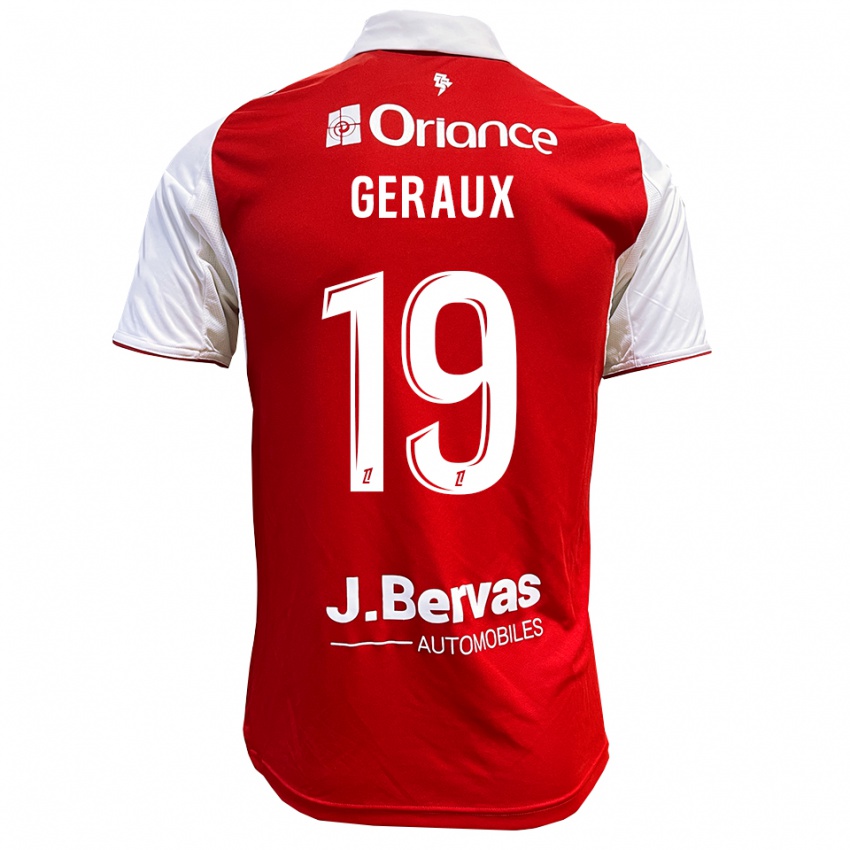 נשים Noan Geraux #19 אדום לבן ג'רזי ביתית 2025/26 חולצה קצרה