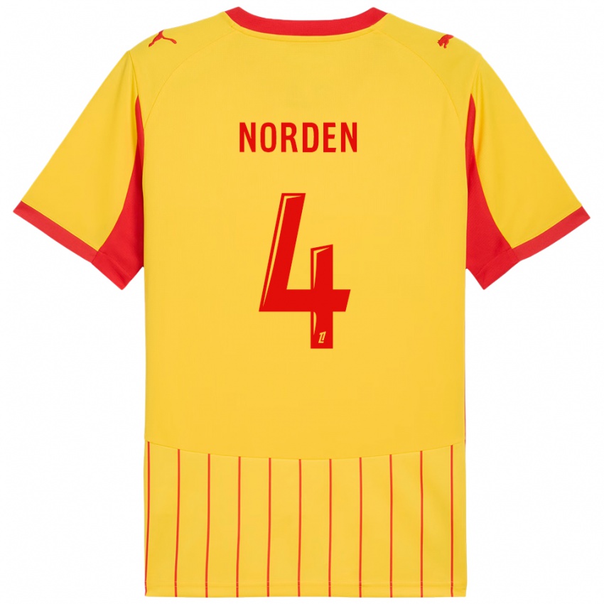 נשים דורין נורדן #4 צהוב אדום ג'רזי ביתית 2025/26 חולצה קצרה