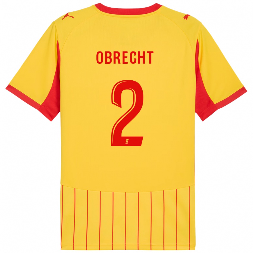 נשים Laura Obrecht #2 צהוב אדום ג'רזי ביתית 2025/26 חולצה קצרה