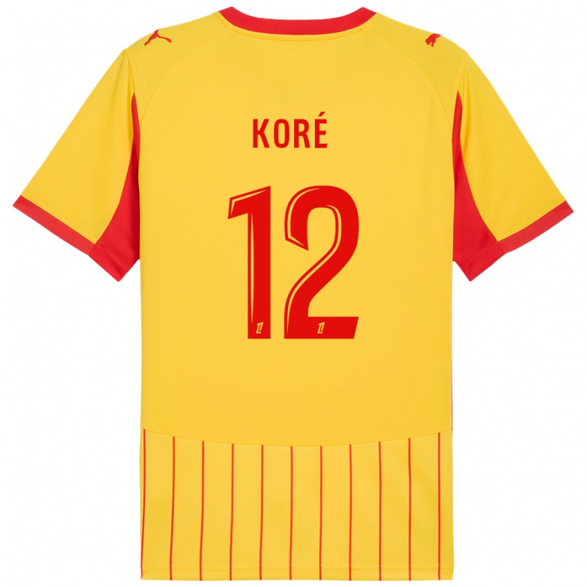נשים Mathis Koré #12 צהוב אדום ג'רזי ביתית 2025/26 חולצה קצרה
