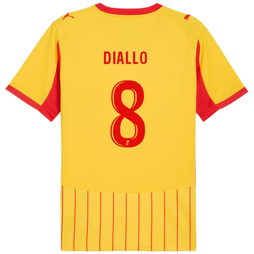 נשים Alpha Diallo #8 צהוב אדום ג'רזי ביתית 2025/26 חולצה קצרה
