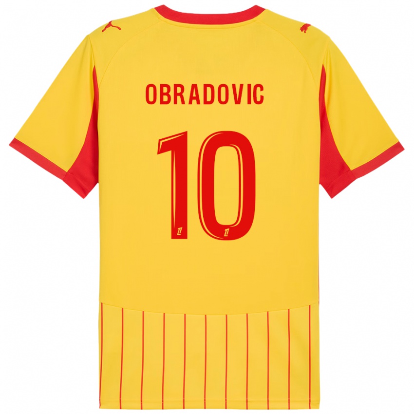 נשים Ognjen Obradovic #10 צהוב אדום ג'רזי ביתית 2025/26 חולצה קצרה