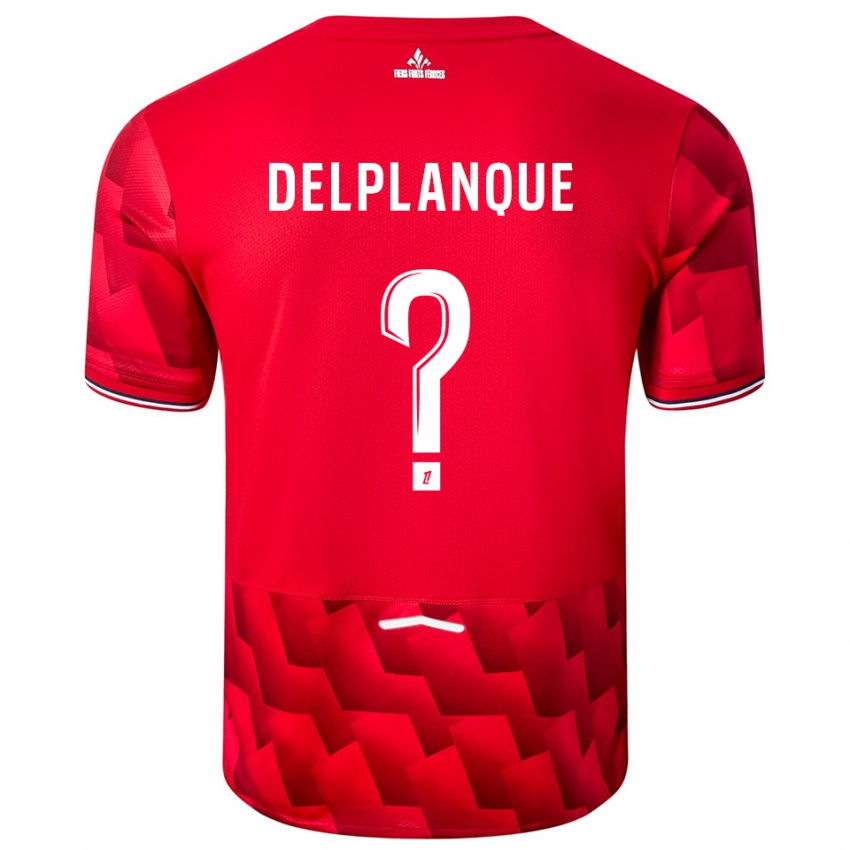 נשים Gaël Delplanque #0 אדום לבן ג'רזי ביתית 2025/26 חולצה קצרה