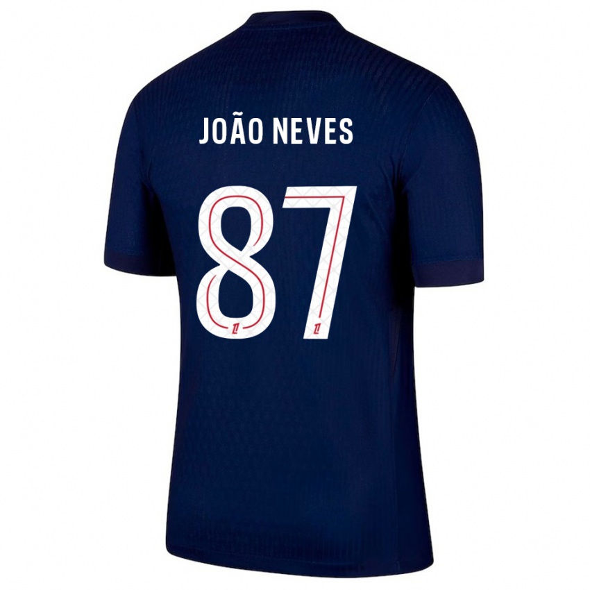 נשים ז'ואאו נבש #87 כחול נייבי אדום ג'רזי ביתית 2025/26 חולצה קצרה