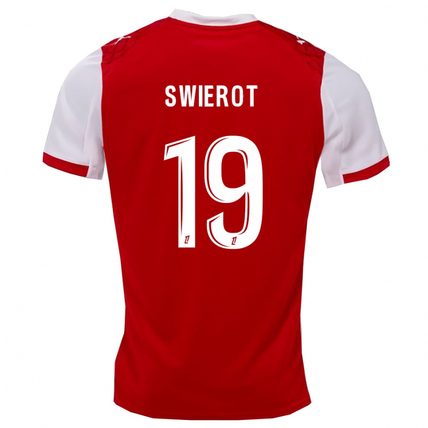 נשים Julie Swierot #19 אדום לבן ג'רזי ביתית 2025/26 חולצה קצרה